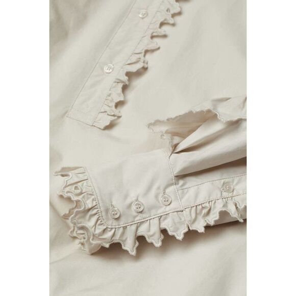 H&M Tunic Dress Ruffle Trimmed Cotton Cream New - Picture 3 of 5